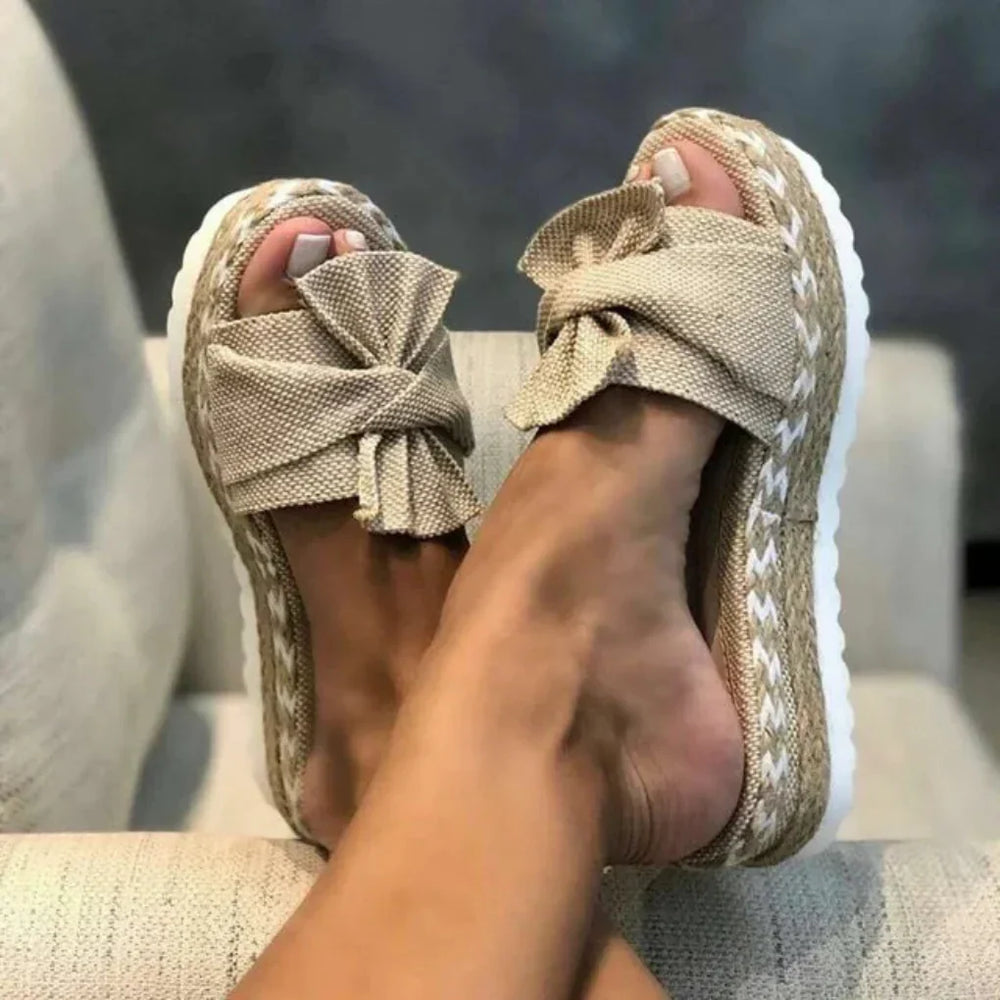 Bow Platform Slide Sandals