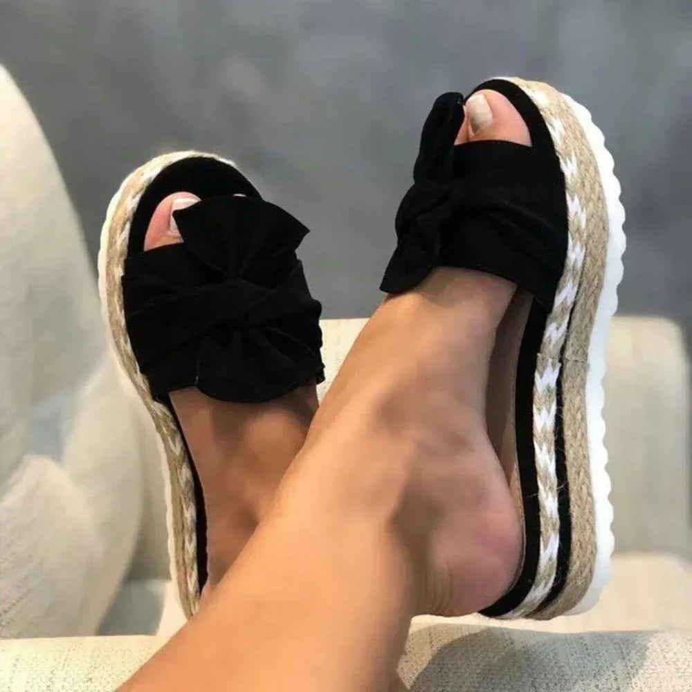 Bow Platform Slide Sandals