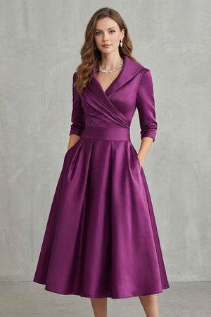 Draped Collar Elegance Midi Dress