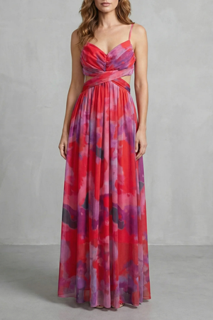 Watercolour Romance Sleeveless Maxi Dress