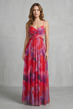Watercolour Romance Sleeveless Maxi Dress
