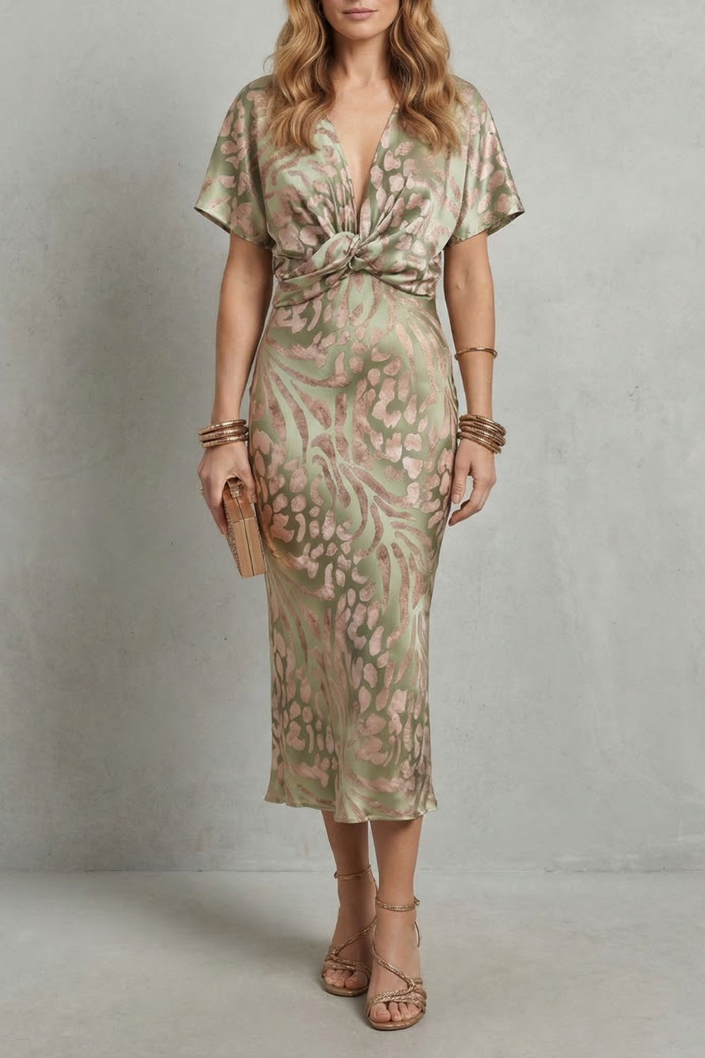 Draped Elegance V-Neck Maxi Dress