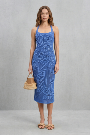Sculpted Crochet Bloom Textured Midi Dress