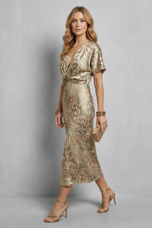 Draped Elegance V-Neck Maxi Dress