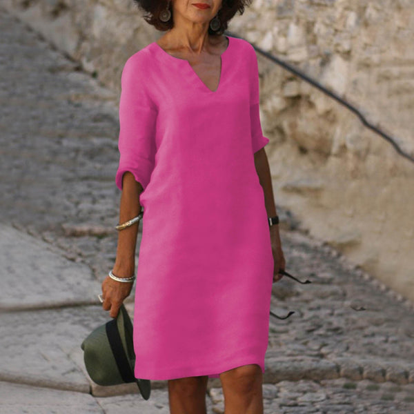 3/4 Sleeve Shift Midi Dress