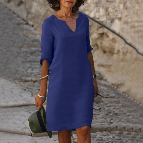 3/4 Sleeve Shift Midi Dress