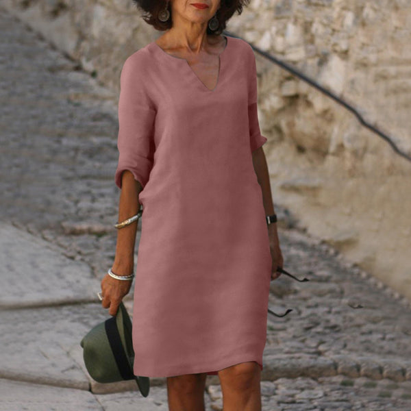 3/4 Sleeve Shift Midi Dress