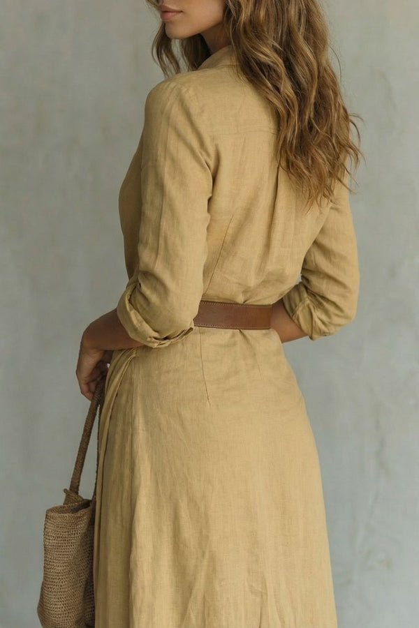Button-Down Wrap Belted Maxi Dress