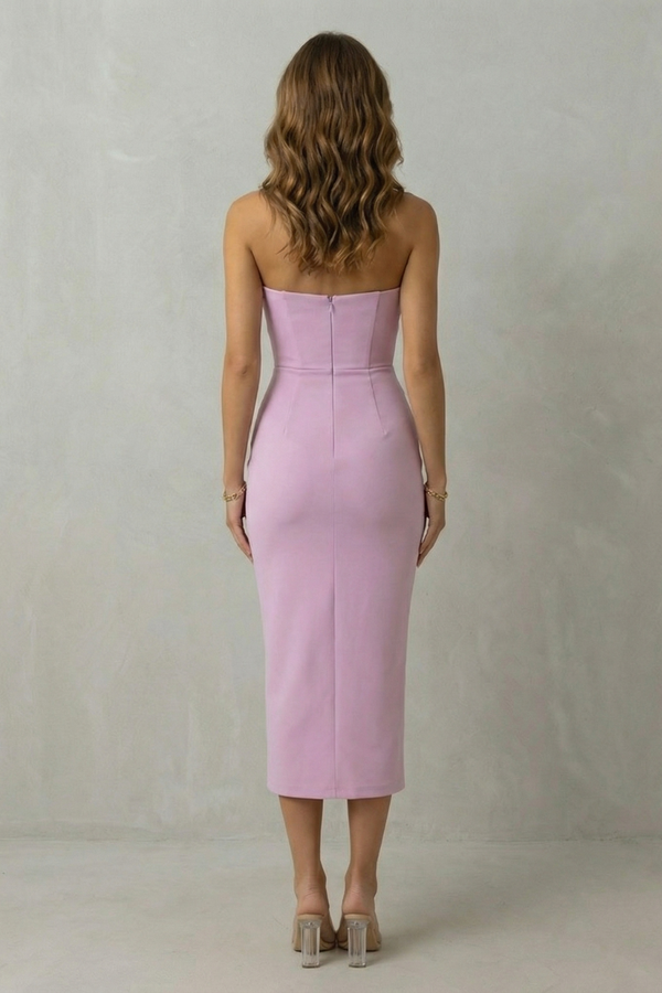 Draped Sleeveless Sculpted Midi Dress