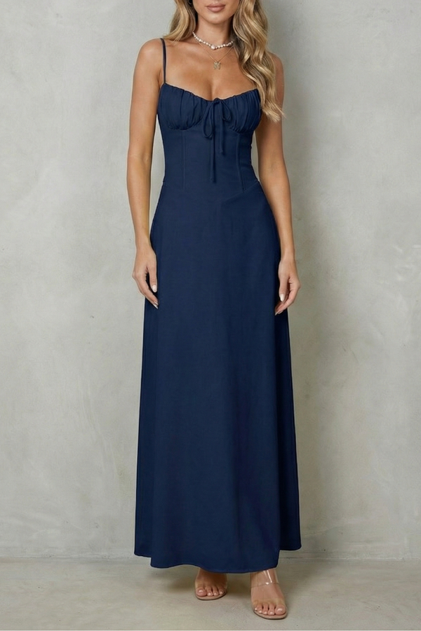 Soft Corset Charm Sleeveless Flowing Maxi Dress