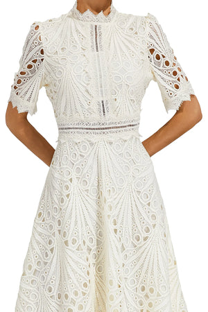 A-Line Fit And Flare Lace Midi Dress