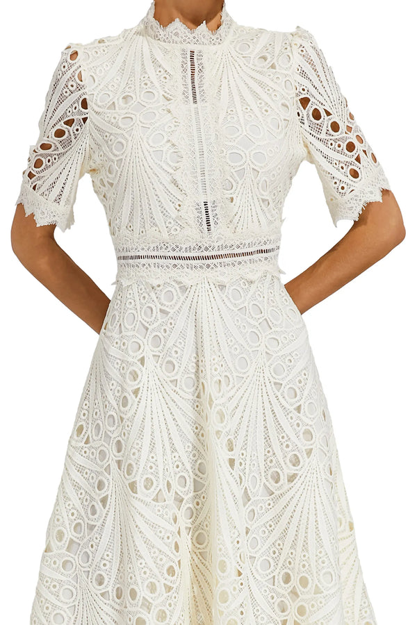 A-Line Fit And Flare Lace Midi Dress
