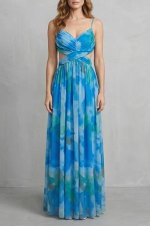 Watercolour Romance Sleeveless Maxi Dress