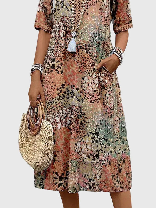 Elegant Floral Print Midi Dress