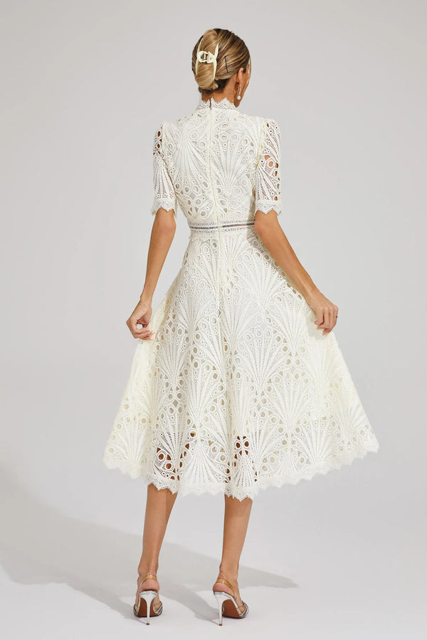A-Line Fit And Flare Lace Midi Dress