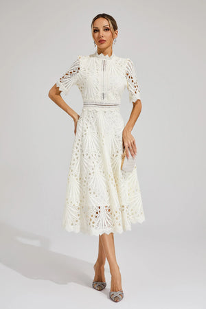 A-Line Fit And Flare Lace Midi Dress