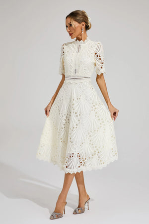 A-Line Fit And Flare Lace Midi Dress