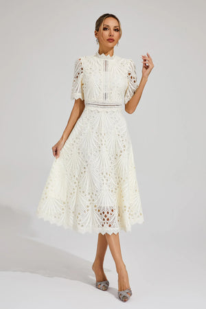 A-Line Fit And Flare Lace Midi Dress