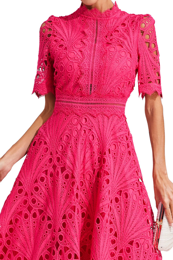 A-Line Fit And Flare Lace Midi Dress