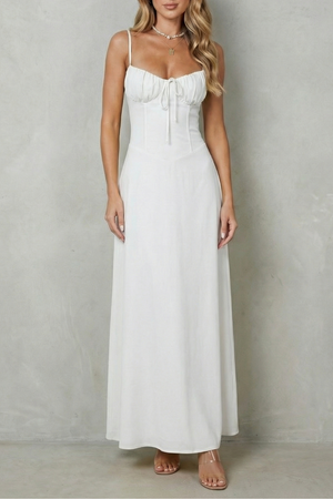 Soft Corset Charm Sleeveless Flowing Maxi Dress