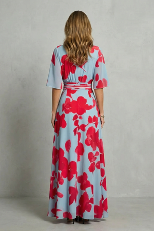Statement Bloom Contrast V-Neck Maxi Dress