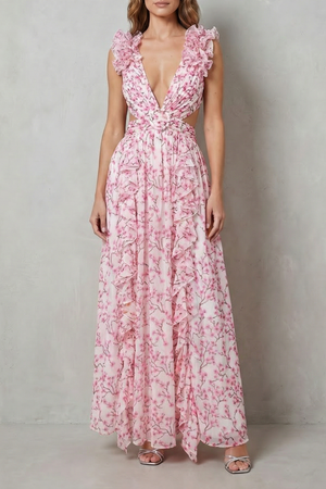 Ruffled Floral Romance Maxi Dress