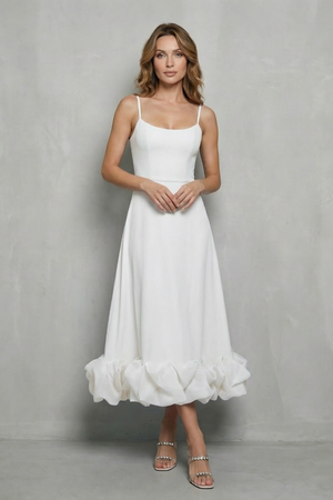 Romantic Ruffle Hem Sleeveless Midi Dress
