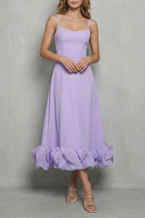 Romantic Ruffle Hem Sleeveless Midi Dress