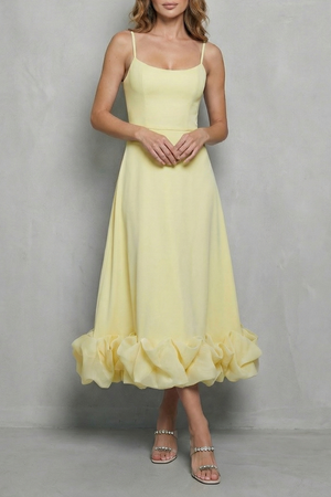 Romantic Ruffle Hem Sleeveless Midi Dress