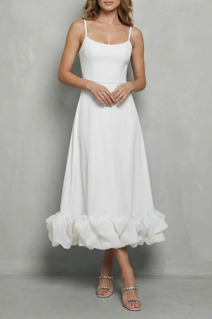 Romantic Ruffle Hem Sleeveless Midi Dress