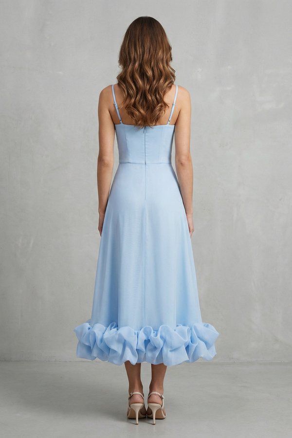 Romantic Ruffle Hem Sleeveless Midi Dress