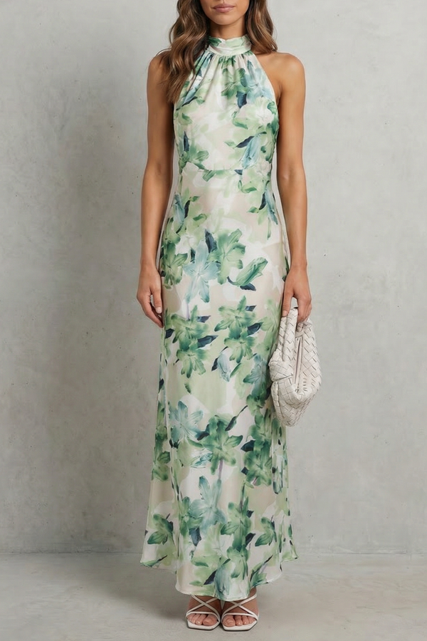 Floral Halter Elegance Maxi Dress