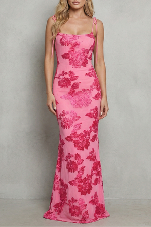 Radiant Bloom Floral Bodycon Maxi Dress