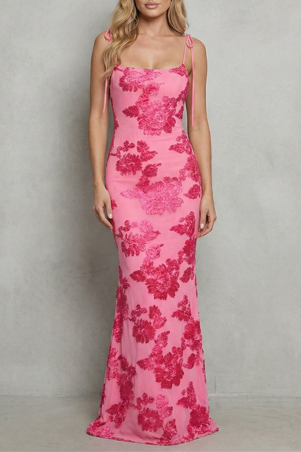 Radiant Bloom Floral Bodycon Maxi Dress