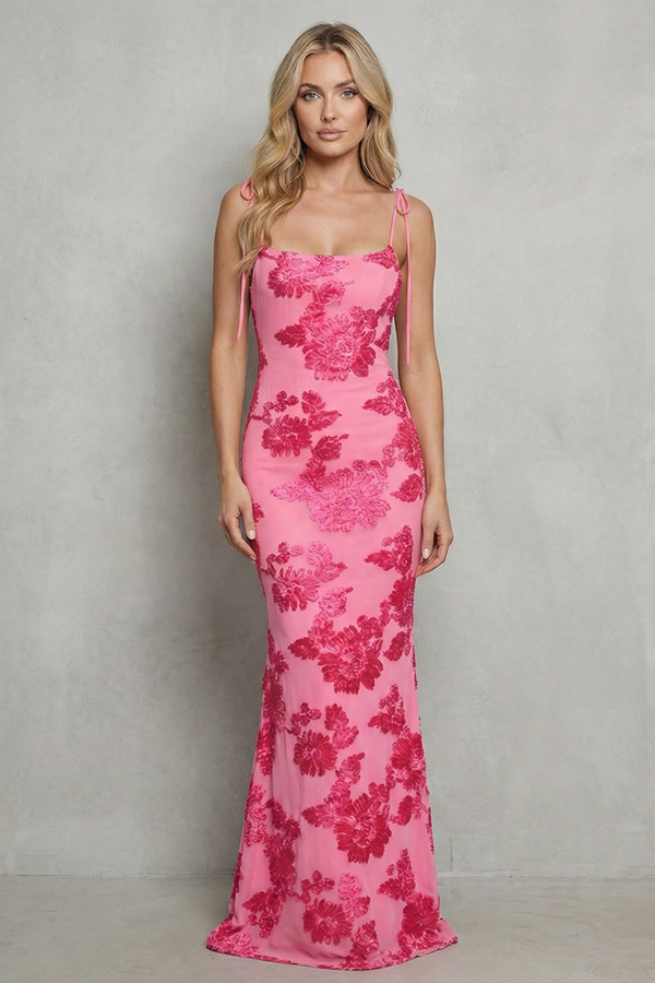 Radiant Bloom Floral Bodycon Maxi Dress