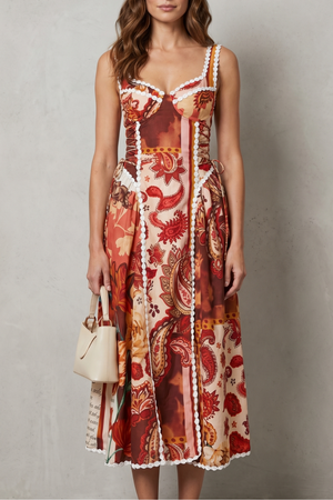 Paisley Floral Charm Midi Dress