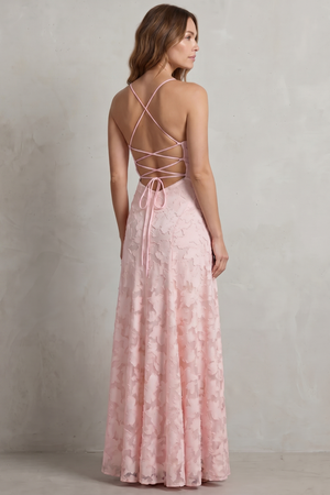 Romantic Floral Silhouette Sleeveless Maxi Dress