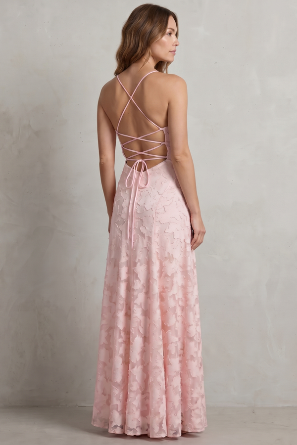Romantic Floral Silhouette Sleeveless Maxi Dress
