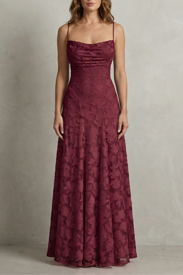 Romantic Floral Silhouette Sleeveless Maxi Dress