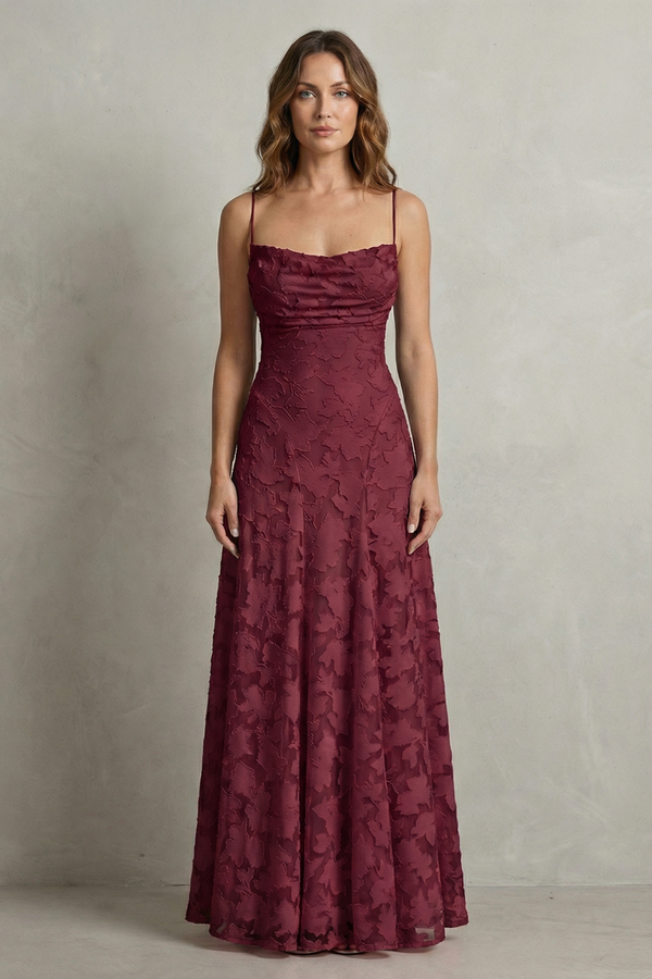 Romantic Floral Silhouette Sleeveless Maxi Dress