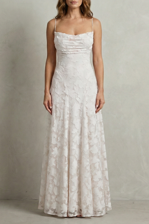 Romantic Floral Silhouette Sleeveless Maxi Dress