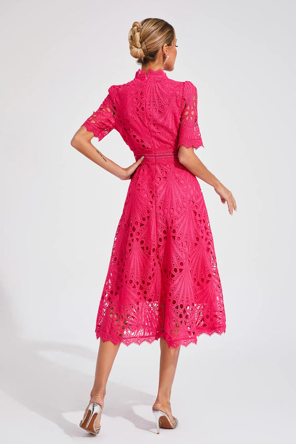 A-Line Fit And Flare Lace Midi Dress
