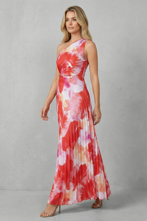 Bold Bloom One-Shoulder Printed Maxi Dress