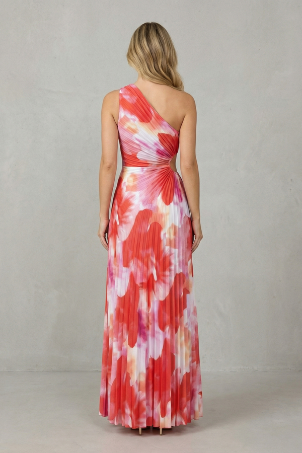 Bold Bloom One-Shoulder Printed Maxi Dress