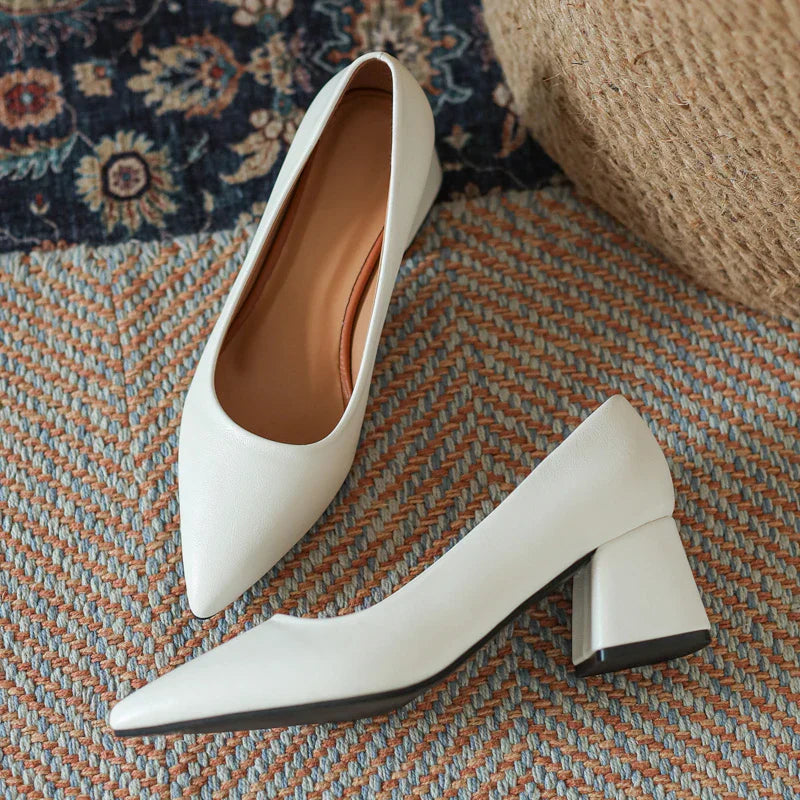 Pointed Toe Leather Heels