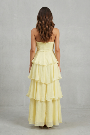 Soft Cascading Layers Strapless Tiered Maxi Dress