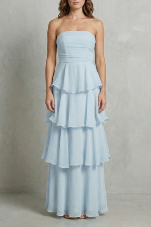Soft Cascading Layers Strapless Tiered Maxi Dress