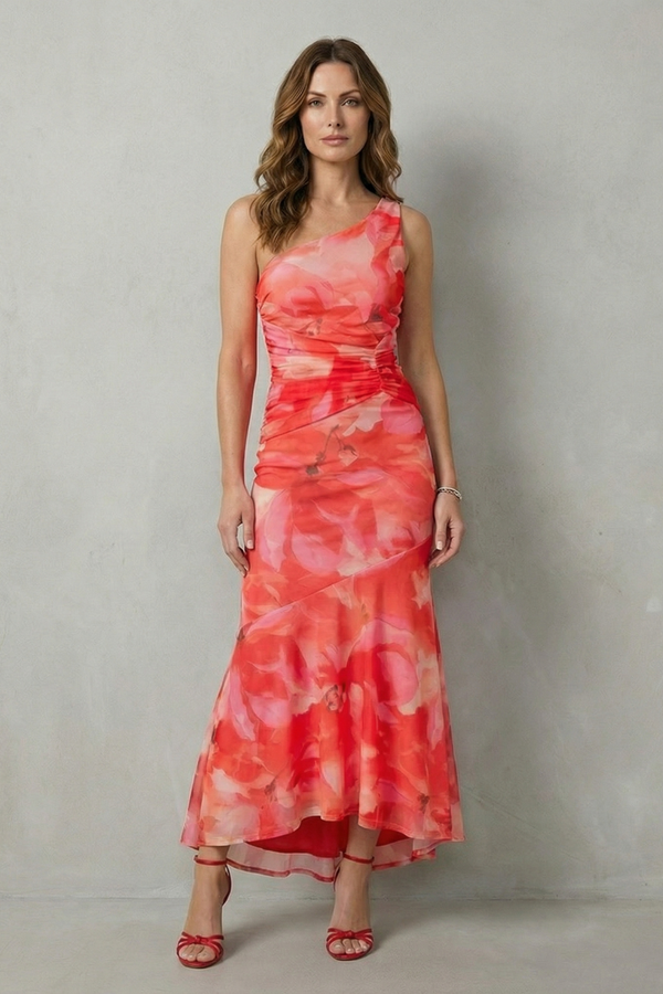 Floral Elegance One-Shoulder Maxi Dress