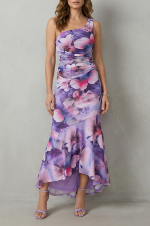 Floral Elegance One-Shoulder Maxi Dress