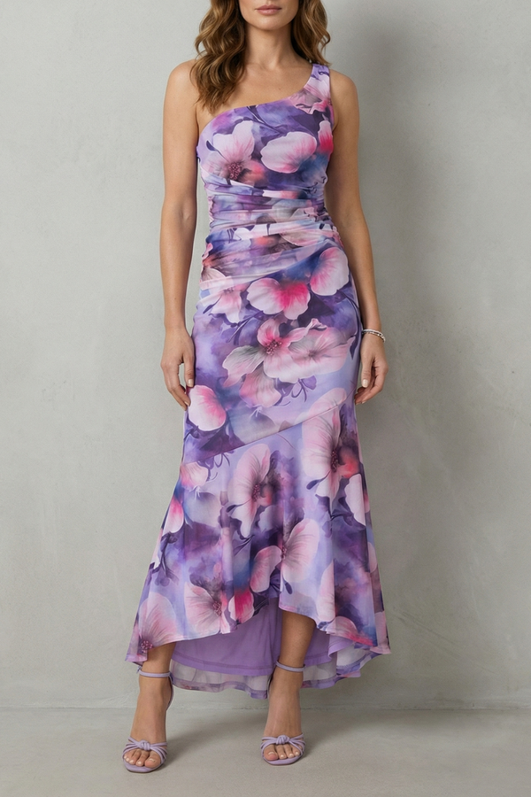 Floral Elegance One-Shoulder Maxi Dress